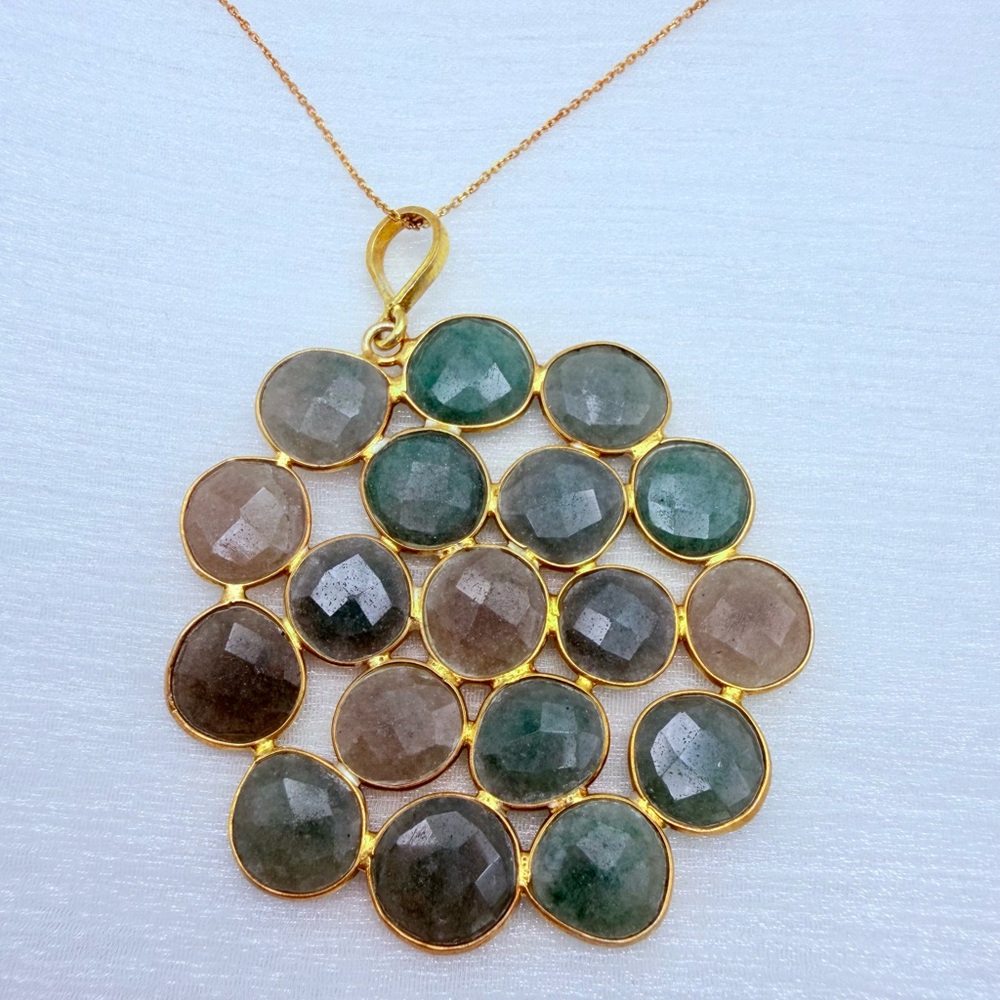 S925 Gold Dipped Jade Pendant - image 2